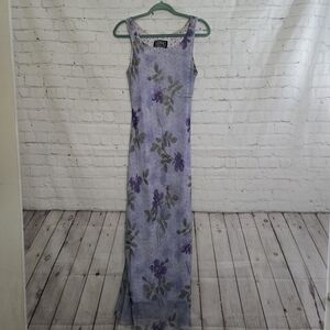 City Triangles Lavender Floral Chiffon Bias Cut 90s Fairy Dress